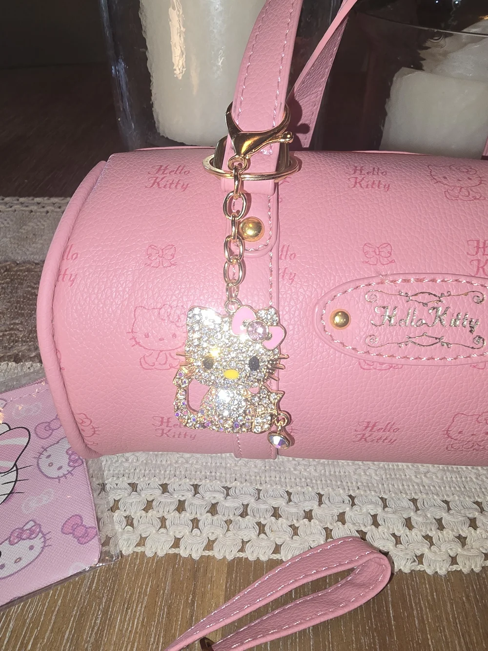 Hello Kitty Kids Pink Barrel Handbag with Matching Accessories